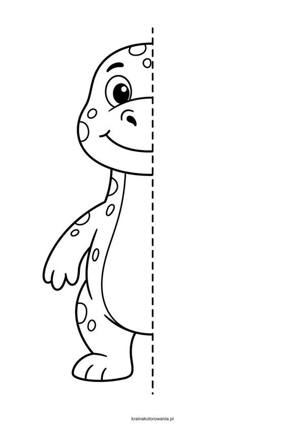 Dokończ rysunek symetryczny dinozaura arkusz A4 do druku