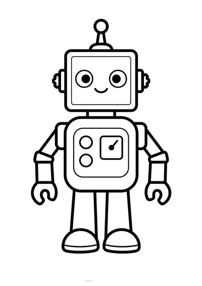 Kolorowanka łatwy robot z grubymi liniami do druku A4