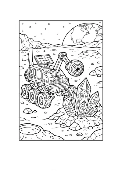 Kolorowanka robot odkrywca na obcej planecie do druku A4