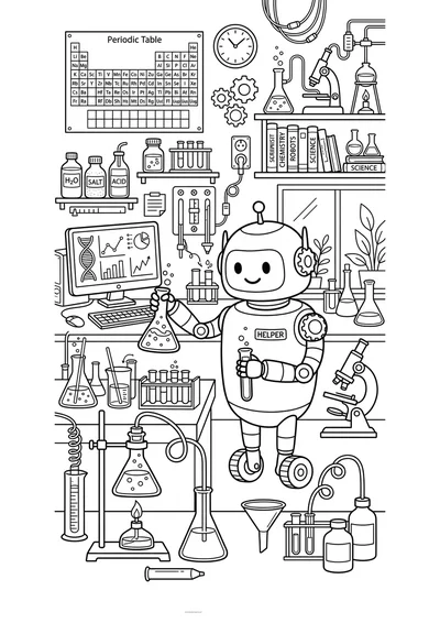 Kolorowanka robot w laboratorium do druku A4