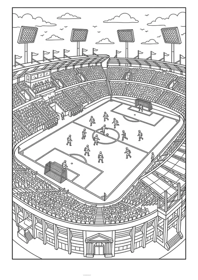 Kolorowanka stadion piłkarski do druku A4