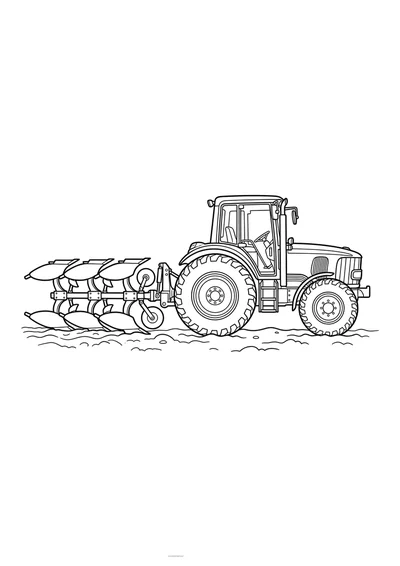 Kolorowanka traktor orzący ziemię pługiem