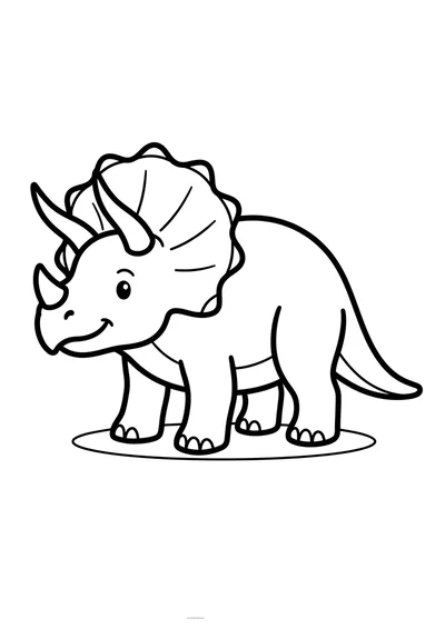 Łatwa kolorowanka triceratops z grubym konturem dla trzylatka