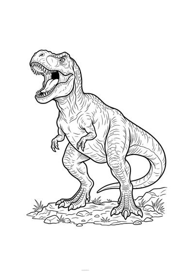 Kolorowanka ryczący T-Rex z otwartą paszczą