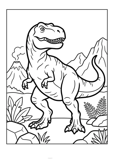 Prosta kolorowanka tyranozaur stojący na dwóch nogach