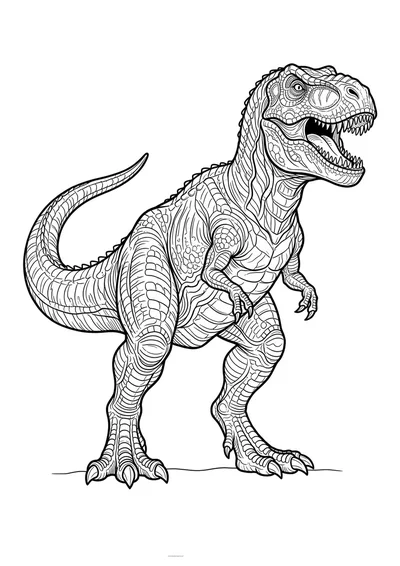 Szczegółowa kolorowanka T-Rex dla dzieci 8-12 lat